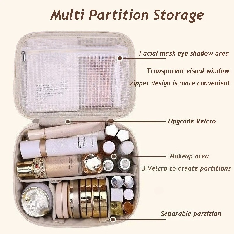 PU 가죽 이중층 메이크업 보관 가방 대용량 휴대용 럭 - Luxury Skincare And Makeup Brands 리뷰 및 가격
