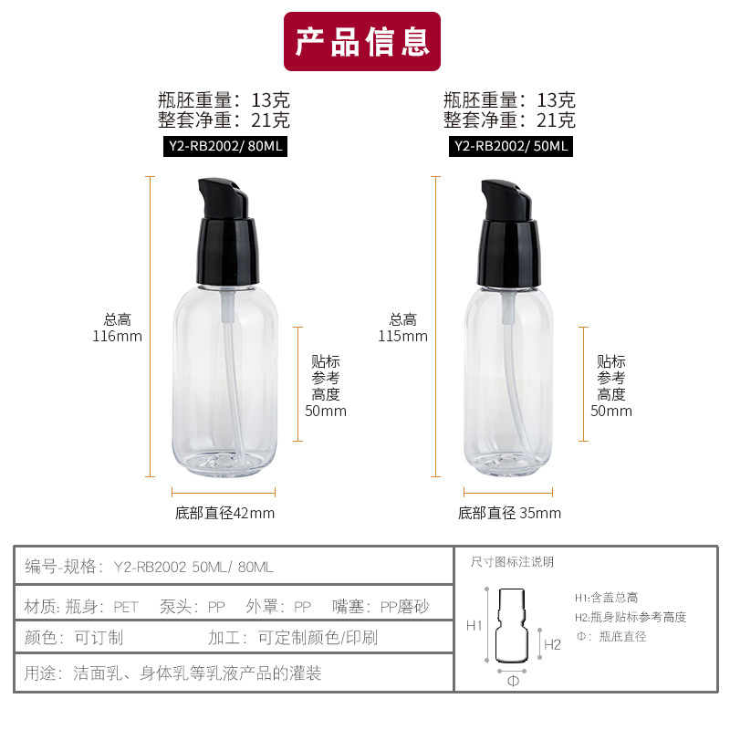 럭셔리 50ml 80ml 그린 클리어 브라운 PET 플 - Luxury Skincare Packaging 리뷰 및 가격